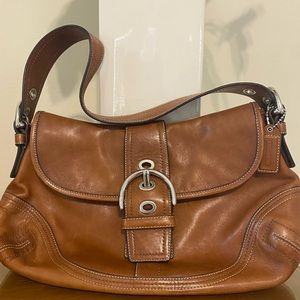 Coach brown leather shoulder bag